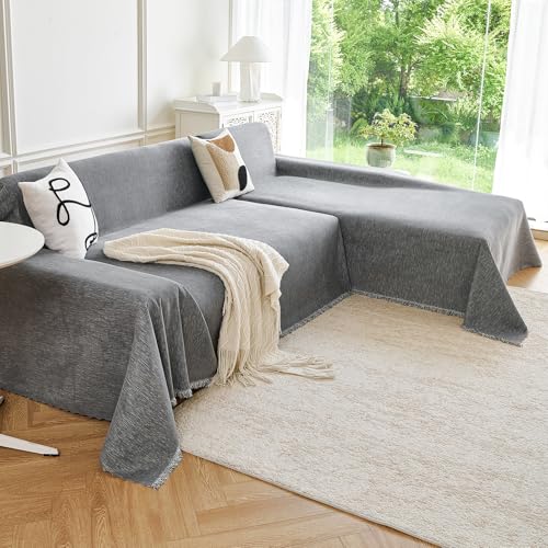 Image of Waterproof Sectional Couch Covers,L Shaped Couch Covers for Pets Washable Sofa Covers for Dogs Sofa SlipCover for Sectional Couches Protector Covers for Living Room (71 inch x 118 inch + 91 inch x 134 inch, Gray)