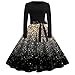 Amxleh Damen Weihnachten Kleider Sexy Langarm Vintage Weihnachtskleider Damen Rockabilly Kleider Ballkleid Vintage Kleider für Weihnachten Party Christmas Dresses Mädchen Rot Minikleid Slim Fit