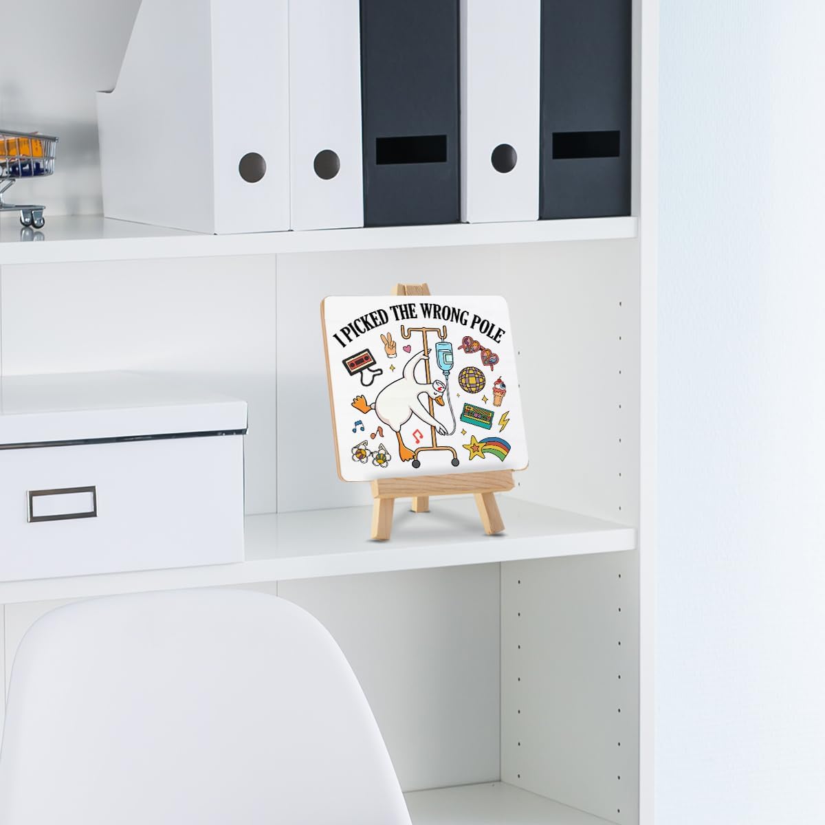 Funny Goose Gift Desk Sign, Nursing Gifts for Nurse Doctor Nursing Students, I Picked the Wrong Pole Wood Sign with Easel Home Office Desk Shelf Tabletop Decor image 5