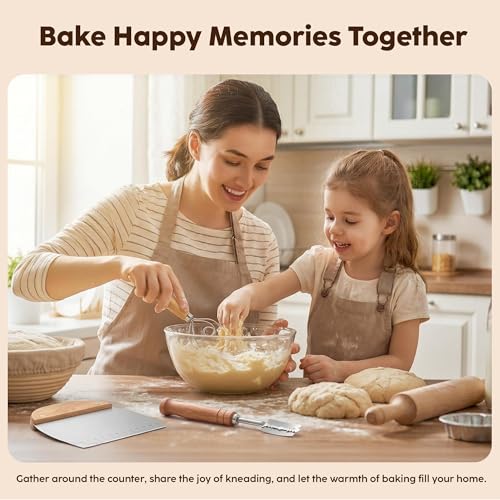 Sourdough Starter Kit for Beginners with 9" Round Banneton Proofing Basket, Bread Lame with 5 Blades, Danish Dough Whisk, Silicone Sling, Stencils & Baking Supplies for Homemade Sourdough Baking by sixiangLC - Used condition - Image 7