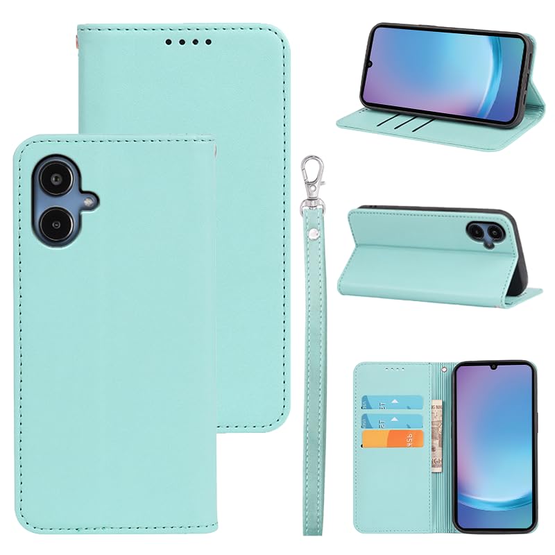 適用 Galaxy A25 5G ケース 手帳型 ギャラクシーA25 5G SC-53F SCG33 用 手帳型ケース スマホケース カバー 手帳型 PUレザー カード収納 財布型 耐衝撃 ケース マグネット スタンド機能付き 5色(Galaxy A25 5G SCG33 SC-53F 用 ケース 手帳型) (ミントグリーン)