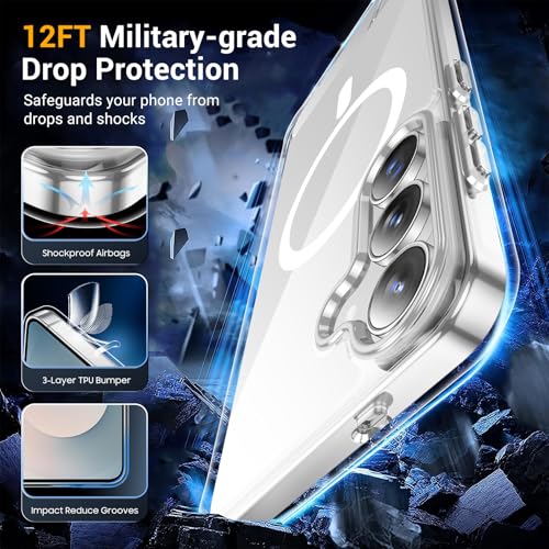 Image of SPIDERCASE Magnetic for Samsung Galaxy S25 FE Case, [3 Stand Ways][ Military Grade Drop Protection] with Invisible Stand Shockproof Slim Case for S25 FE 5G,Clear