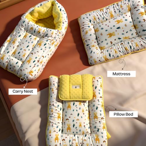 Image of StarAndDaisy 3 in 1 Baby Sleeping Bag /Baby Bedding Set for New Born, Baby Bed for New Born /Very Soft & Comfortable Sleeping Bag for Baby 0-12 Months /Foldable & Washable Cotton Design -Giraffe Print