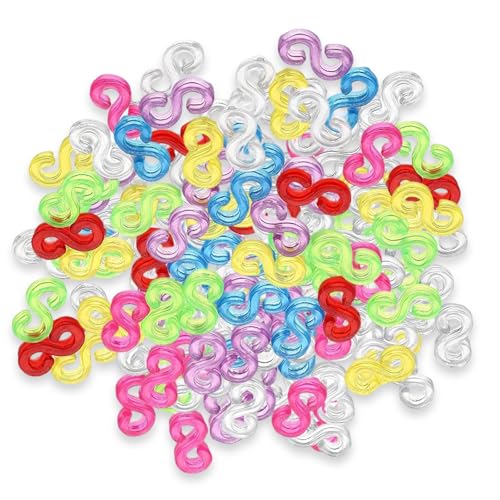 Labyrinxel 400 Pcs S Clips for Loom Bands Multicolour Plastic Connectors for Bracelet Making Jewellery Craft Projects and Loom Bands Refill Use