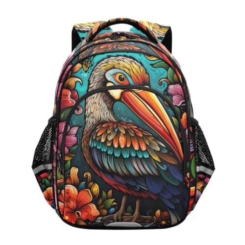 Sac à dos enfant 3-12 ans au motif d'oiseau au repos artistique plumeux