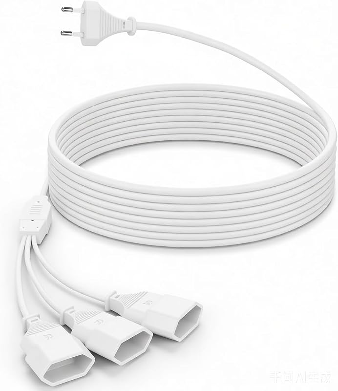 Cozary Prolunga Elettrica per Interni con 3 Prese e Spina Piatta, a Inserimento Diretto – Cavo Piatto da 3 Metri (250V/2.5A Max), Bianco