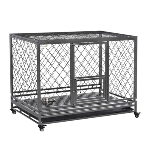 JTDISHI Dog Cage Pet Cage Black with Casters Small Animal Cage with Double Latch Lock and Small Door Suitable for Small Dogs
