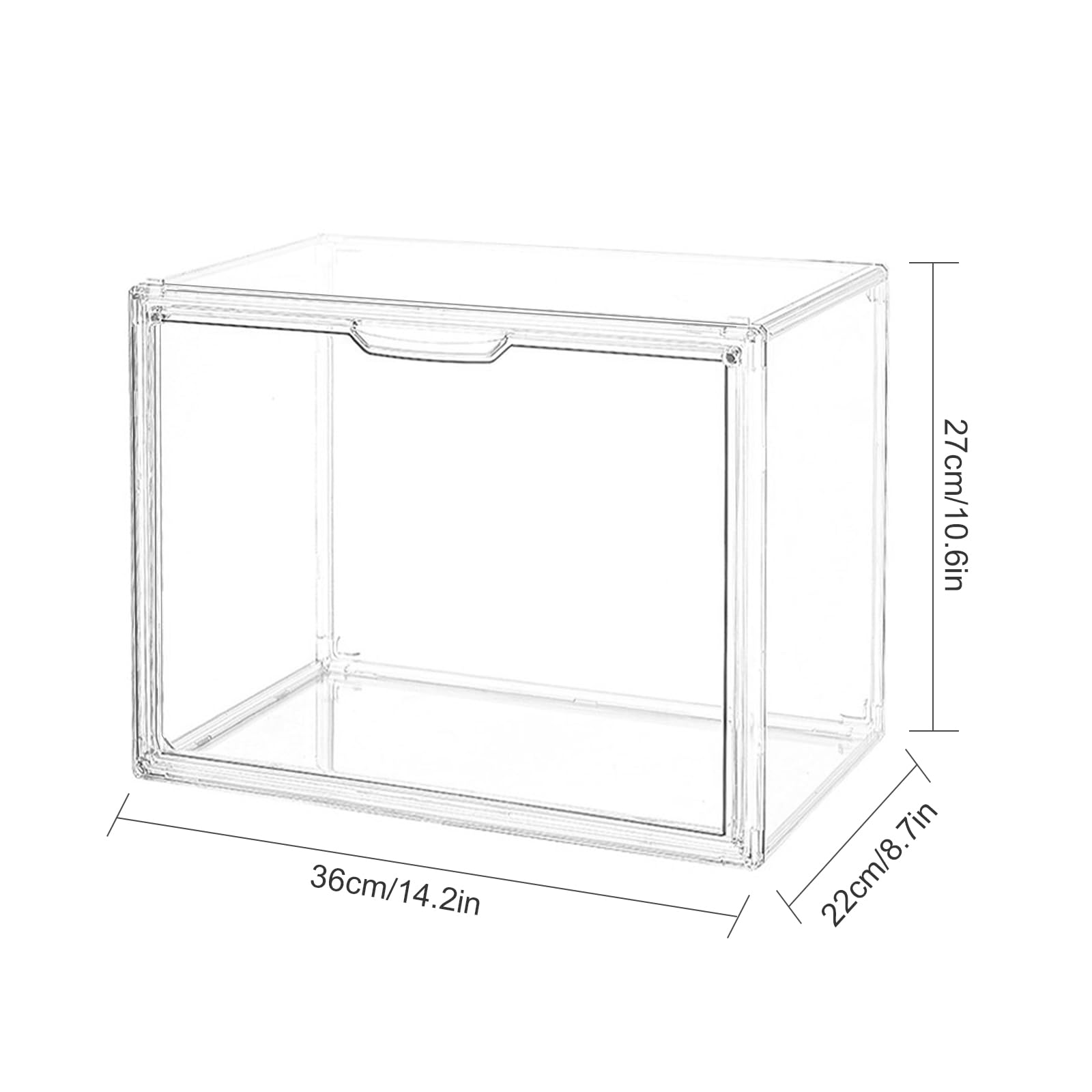 TSKDKIT Akrylowa witryna z otwieranymi drzwiami, przezroczysta, pyłoszczelna, do układania w stos, do figurek, modeli i rękodzieła, łatwy montaż, 36 x 22 x 27 cm