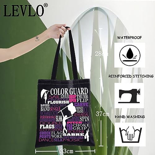 LEVLO Color Guard Canvas Tote Bag Color Guard Team Gift Flag Shoulder Bag Colorguard Appreciation Gift2