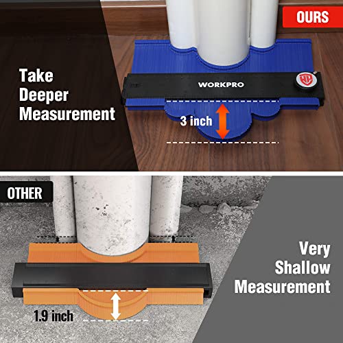 Workpro Connectable Contour Gauge (10+10 Inch), Profile Duplicator With Lock, Precisely Copy Irregular Shape, Gift For Father, Husband, Outline Marking Tool For Woodworking Floor, Carpet, Tile Laying #TOP7