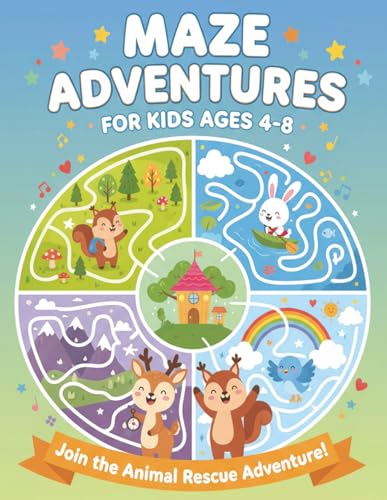 Maze Activity Book for Kids Ages 4-8: Fun Educational Mazes, Brai...