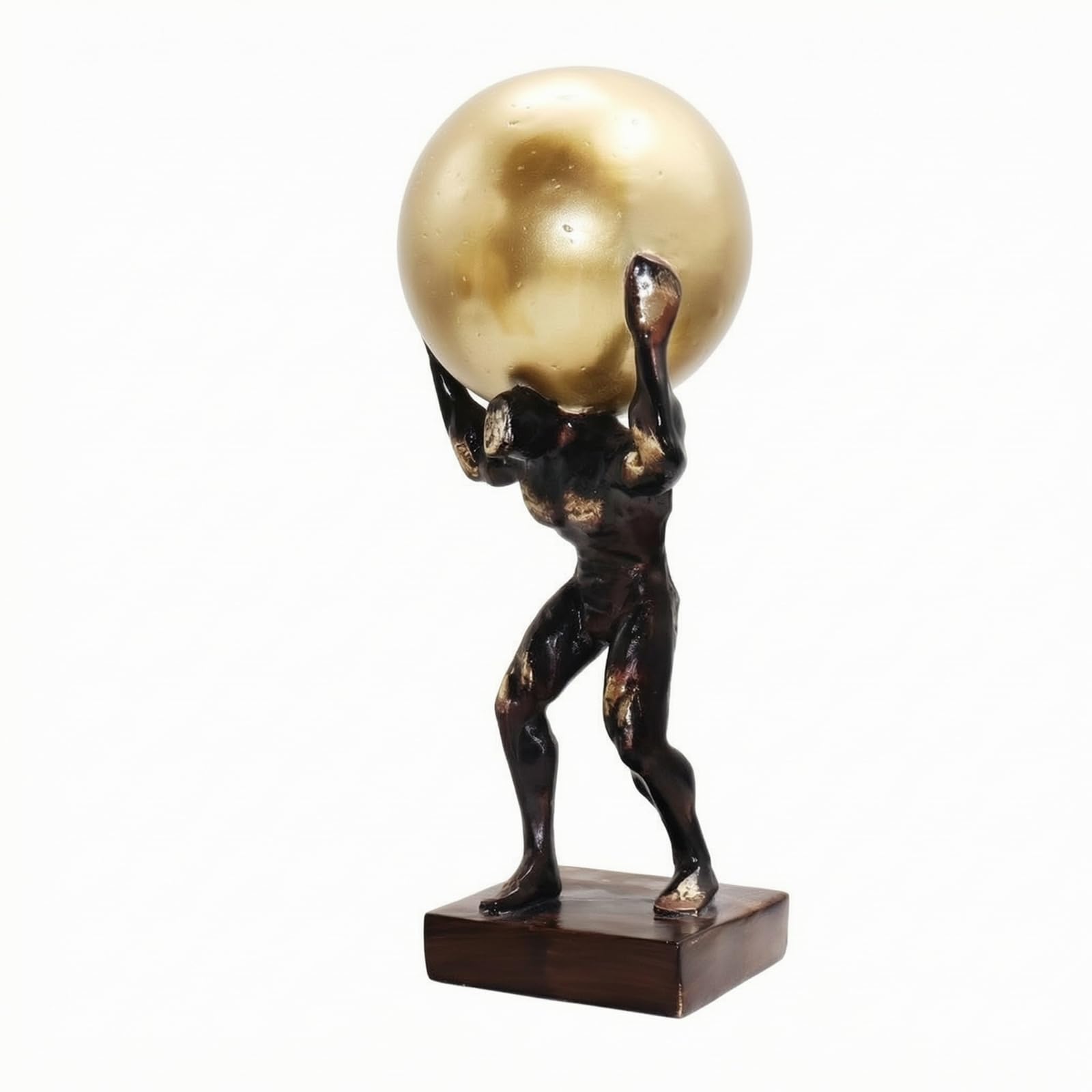 Handbemalte Harzfigur mit Goldfarbener Freistehend Stehende Tischfigur Glänzend Dekofigur für Vitrine, 13cmx13cmx32cm, C