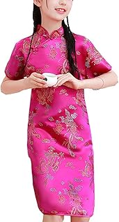 Girls Chinese Qipao Dress Dragon Pattern Short Sleeve Cheongsam Costume for Birthday Party Wedding - Buy now