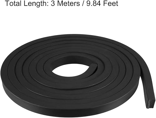 Miniatura 2 de uxcell Tira de sello de goma rectangular maciza, 0.591 in de ancho, 0.394 in de grosor, 9.8 ft de largo, color negro