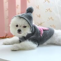 PetSmiler Kutyapulóver Kis Kutyáknak Kapucnival, Meleg Kötött Téli Ruha Kutyáknak és Macskáknak 1,5-10 kg, Világosszürke XL 4