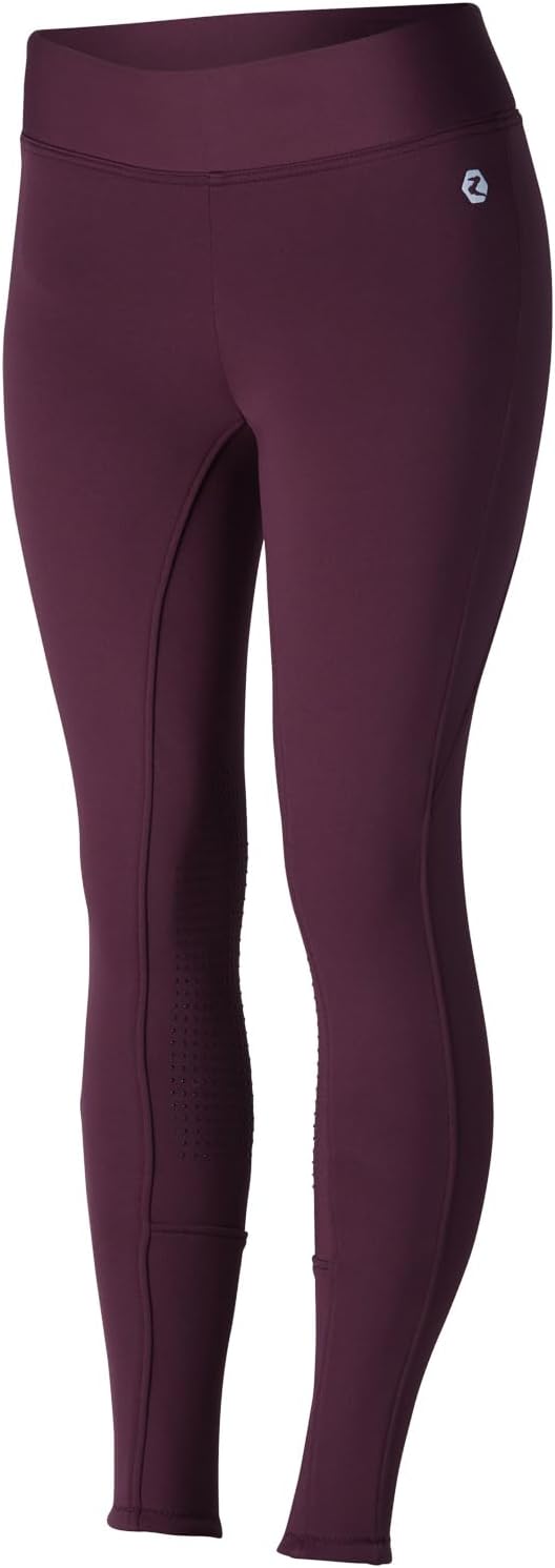 HORZE Active Women's Winter Fleece-Lined Silicone Knee Patch Equestrian Riding Tights