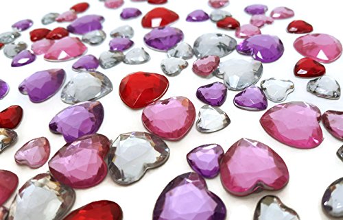Playscene Craft Jewels With Self Adhesive Back, Hearts Theme - 100 Gram Set (Multicolored Hearts) #TOP1