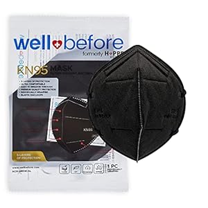 Well Before KN95 Face Mask | 3D KN95 Disposable 5-layer Protection Mask with Standard Ear Loops and Adjustable Nose.