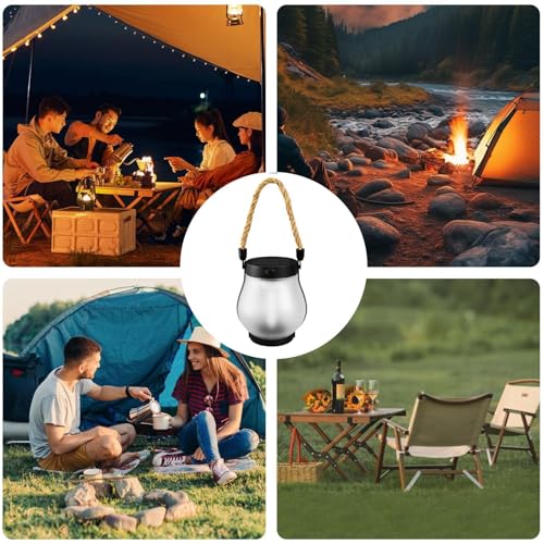 Farol solar led con efecto llama colgante para jardin 5