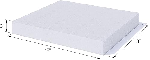 Miniatura 2 de Foamy Foam Alta densidad de 3 pulgadas de grosor, 18 pulgadas de ancho, 18 pulgadas de largo, espuma de tapicería de 18 pulgadas de largo, reemplazo