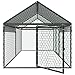 VEVOR Metal Chicken Coop for 4-6 Chickens, 3.3 x 6.6 x 3.3 ft, Small Chicken Cage with Waterproof Cover & Double Doors, Spire Roof Poultry Run Compatible with Wooden Coops, for Rabbit Hen Goose Duck