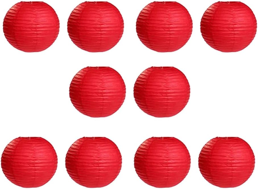 Yarnow 公式通販 吊り紙中国のランタン 10ピースの丸い装飾的なペーパーランタン結婚式の誕生日パーティーの装飾cm赤