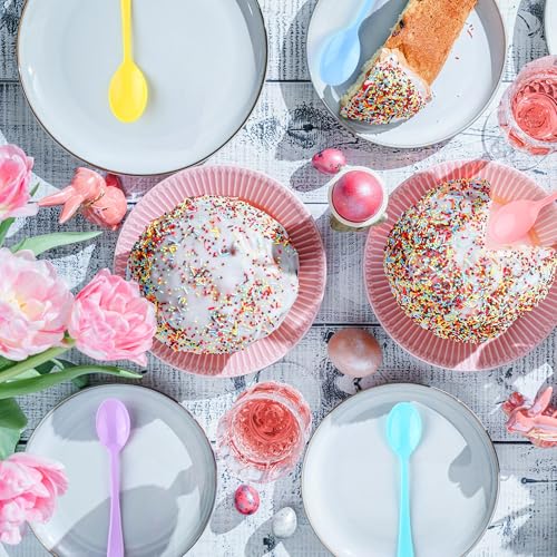 Kochorie Pastel Plastic Spoons 180 Pack, Heavy Duty Disposable Utensils, 6.8 Inch Bulk Party Pastel Spoons Cutlery Set for Birthday Garden Party Baby Shower Easter Parties Silverware Tableware by Kochorie - Used condition - Image 7