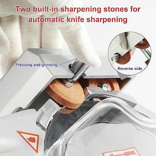 HECMAC 10" Commercial Electric Meat Slicer - Heavy Duty - Removable Blade, Washable - Adjustable 0.2mm~12mm Thickness - Auto Sharpening with Whetstone - Ideal for Home Use - ETL Certified - Thumbnail 4