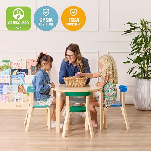 Image of ECR4Kids Bentwood Table and Curved Back Chair Set, Kids Furniture, Contemporary, 5-Piece