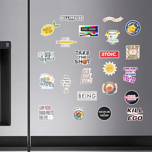 Image of WallDesign Stay Strong Motivational Fridge Magnets - Empowering Designs for Every Day, Durable Metal Surface Magnets, Perfect Inspirational Gifts (Set of 23)