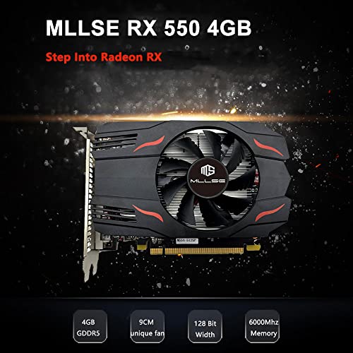 Mllse Placa de vídeo RX 550 4GB GDDR5 PCI-E X16 128bit HDMI DP DVI-D (RX 550 4GB)