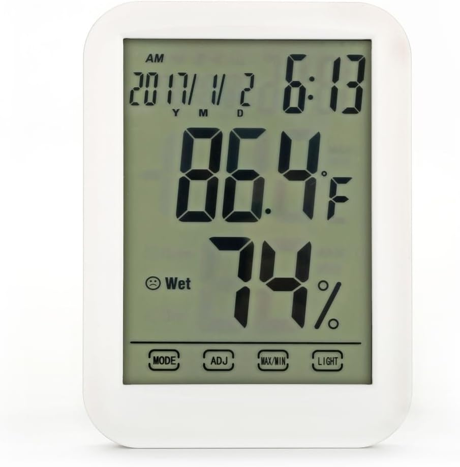 Home Office Touch Screen Electronic Temperature and Humidity Meter Night Light Clock Digital Thermometer