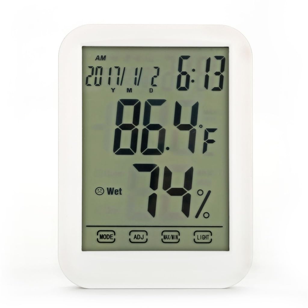 Misuratore Elettronico Di Temperatura E Umidità Touch Screen For Home Office, Termometro Digitale Con Orologio Luce Notturna