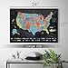 USA Scratch Off Map- 27x17in. Scratch Tools & Memory Stickers Included, Wall Art, Perfect Travel Gifts- United States Map, Scratch Art- Detailed