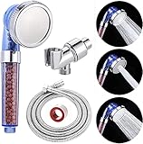 Shower Head with Replacement Hose and Holder, High Pressure Water Saving Handheld Shower Head with 3 Mode Function Spray Showerhead for Dry Hair & Skin SPA