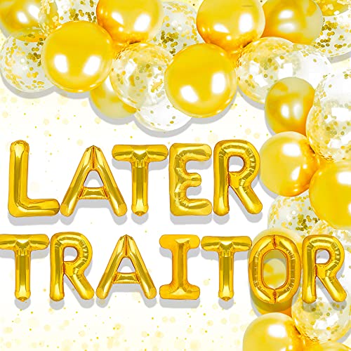 21 PCS Later Traitor Balloons, Gold, White, Balloons