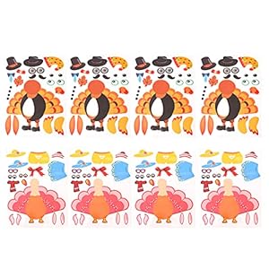 8 STKS 34×24 cm Thanksgiving Dag Turkije Plakken Spel Puzzel Stickers voor Party Home Verzamelen Festival