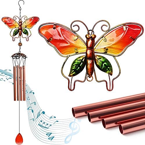 Wind Chimes 3D Butterfly Indoor Outdoor Metal Glass Music Wind Chimes Mobile Romantic Chimes for Garden, Patio, Yard, Party, Festival Decor/Best Mothers and Women Gifts