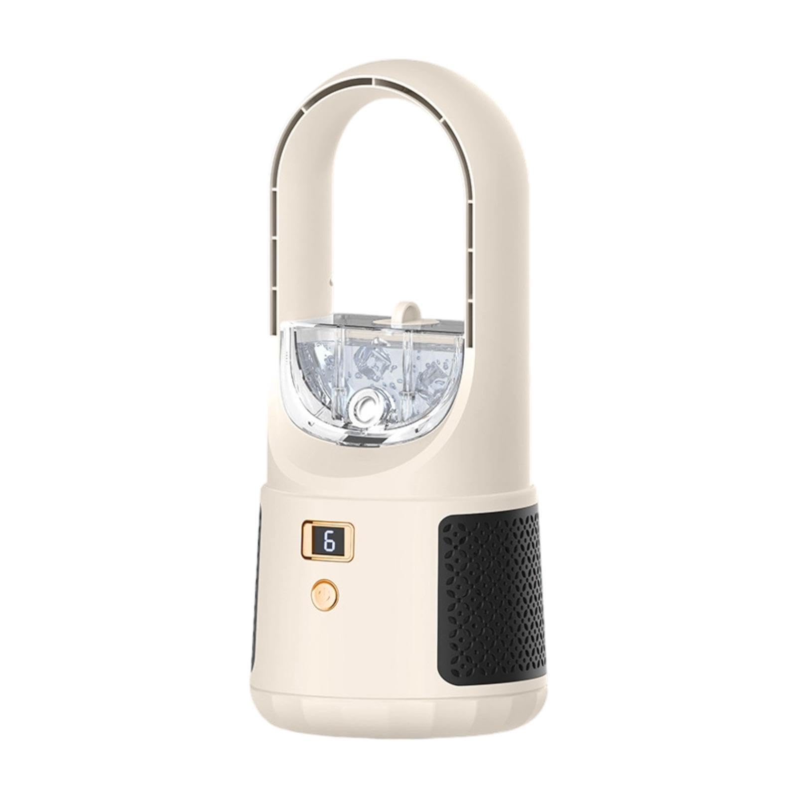F Fityle Ventilatore da Tavolo con umidificatore, Senza Pale, Ricaricabile Tramite USB, 6 velocità, per Raffreddamento Personale e Portatile, Ideale per la
