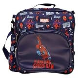 Zonacriativa - Mochila Lancheira Spider Man Marvel | Compartimento principal térmico, alça transversal removível e 4 bolsos para organização | Lanches frescos