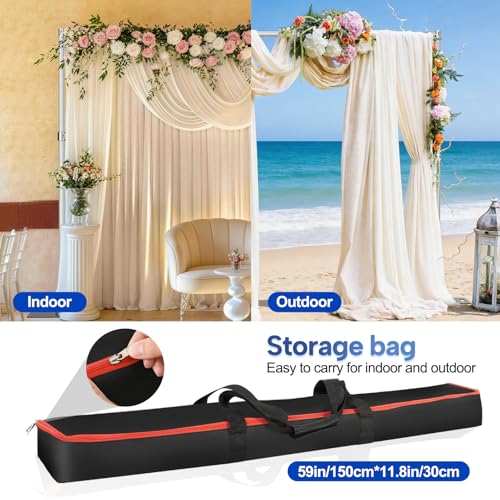 Qoolfoto Pipe and Drape Backdrop Stand Kit 9.2x9.2ft, Adjustable Heavy Duty Photography Background Frame with Metal Flat Base & Carry Bag for Wedding, Parties, Events, Trade Shows- Silver by Qoolfoto - Image 6