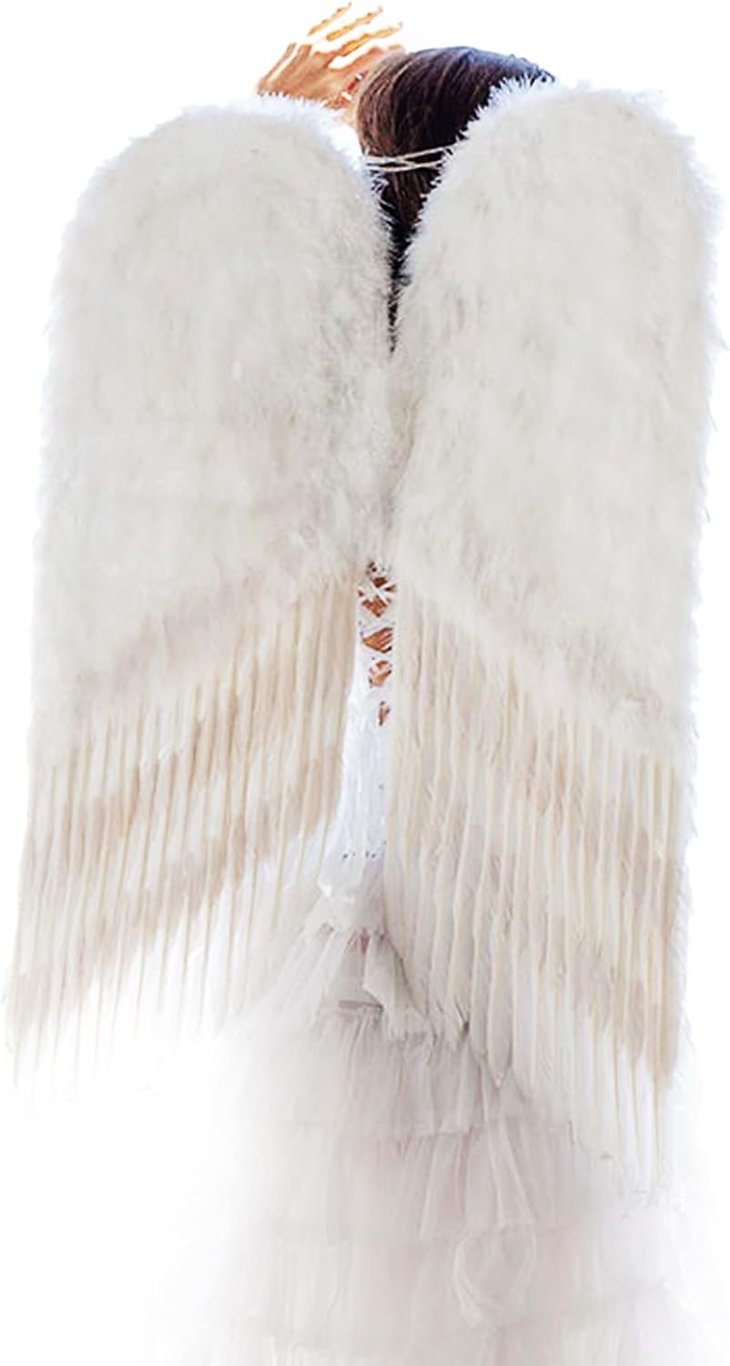 ZUCKER Large Angel Wings (38" x 24") - Ethically-Sourced Natural Feather Wings for Women & Men - Costume Angel Wings, Fantasy Cosplay Wings for Adults
