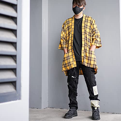 Men's Plaid Noragi Jacket Flannel Kimono Cardigan Oversized Haori Japan Yukata2