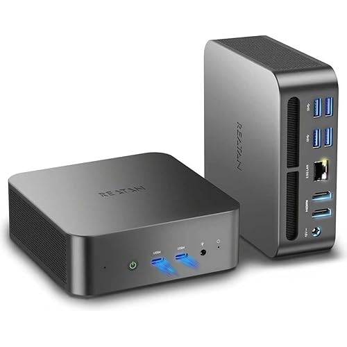 Reatan Mini Gaming PC AI AMD Ryzen 9 7940HS(up to 5.2GHz) 64GB DDR5 2TB SSD 5600 MHz RAM, Desktop Mini Computers, Radeon 780M Graphics,Quad Display 2.5G LAN, HDMI 2.1, 8K USB 4.0 Wi-Fi 6E/BT5.3