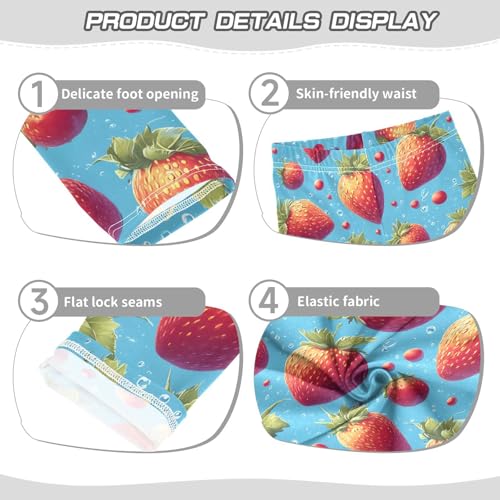 Strawberry Blue Water Girls Leggings Ultra Soft Compression Yoga Gym Pants for Kids 4-10T3