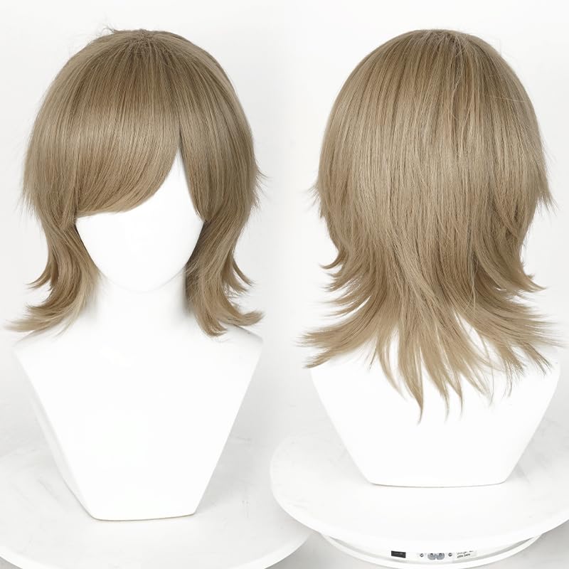 Max Beauty Unisex Short Pink Cosplay Wigs With Bangs+ Free Cap, Man Woman Fluffy Heat Resistant Wig Hair for Daily Party Halloween