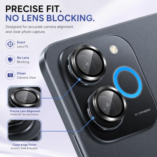 Image of FIRST MART Black Camera Ring Guard Protector for Realme P4 Lite | Tempered Glass with Metal Alloy Rings, HD Clear, Scratch Resistant, Case-Friendly | Pack of 1