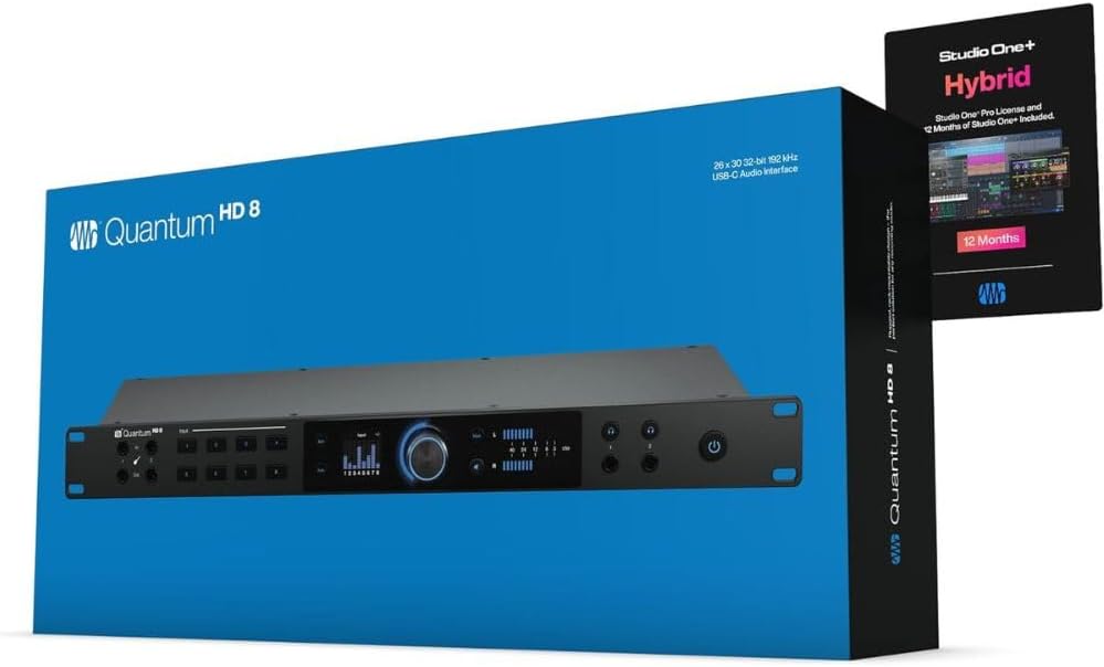 PreSonus Quantum HD 8 USB-C Audio Interface Bundle with 1/4" Male Phone to 1/4" Male Phone TRS Cable -5 (4 Pieces) and XLR- XLR Cable (4 Pieces)