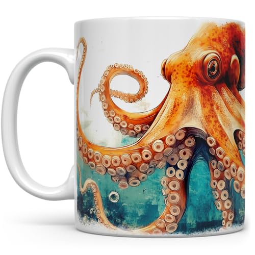 Taza de cerámica con diseño náutico de pulpo Loftipop 11oz miniatura 1