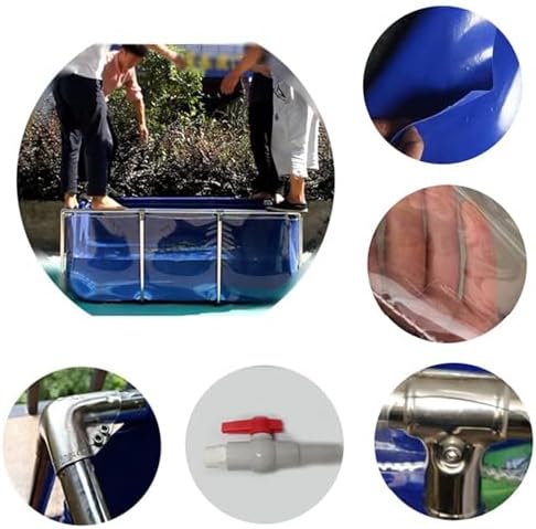 Transparent Fish Pond Canvas Frame with Drain Valve - Ideal for Aquatic Farming & Water Storage, Durable Outdoor Water Garden Solution